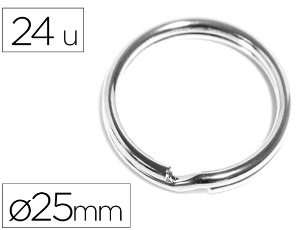 Anneau double insspiro porte-cles metal argente      diametre 25mm sachet 24       unites — Non classé