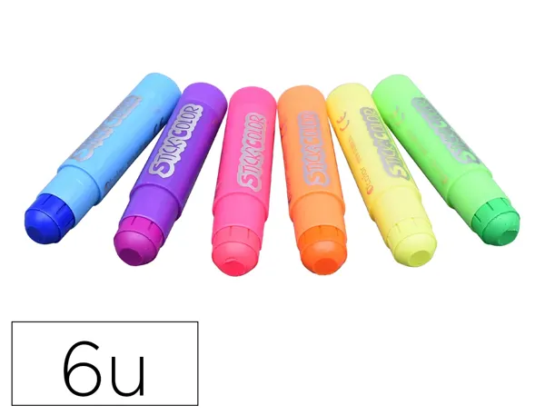 Baton Gouache Stick'color Solide Tous Supports Coloris Fluo Assortis Boite 6 Unites, LA FRANÇAISE DES COULEURS — Activités…