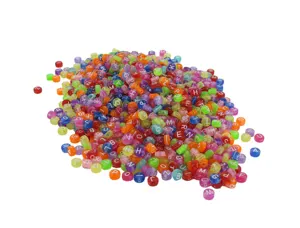 Perles alphabet o'color translucides diametre 7mm     coloris assortis bocal 1200   unites — Non classé