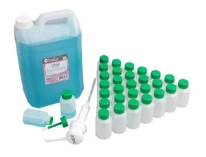 Colle naturelle o'color bleue transparente apres sechage schoolpack 5l + 1 pompe 20ml + 30flacons pinceaux 80ml vides — Non…