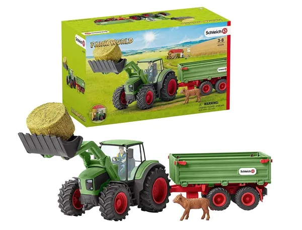 Boite de jeux schleich farm world tracteur convoyeur a    foin avec remorque — Non classé