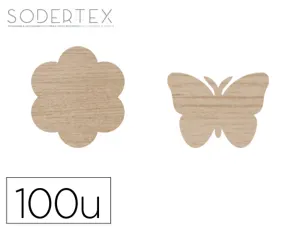 Formes a decorer sodertex fleurs et papillons bois      diametre 3,5cm pack 100       unites — Non classé