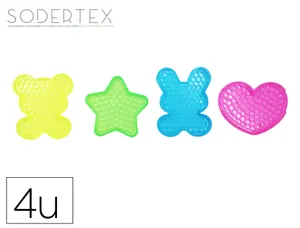 Plaque aqua perles sodertex fantaisie coeur 6,5cm etoile  6cm lapin 6,5cm ours 6cm      coloris assortis pack 4 unites —…