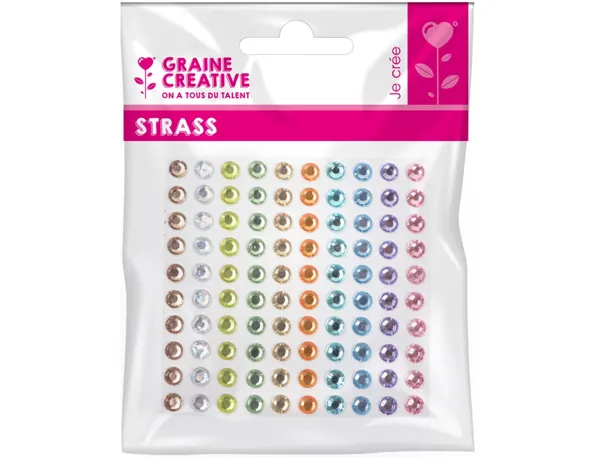 1 planche graine creative de 100 strass 5 mm couleurs      pastel — Non classé