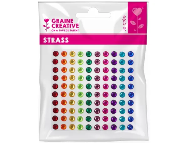 1 planche graine creative de 100 strass 5 mm couleurs      vives — Non classé