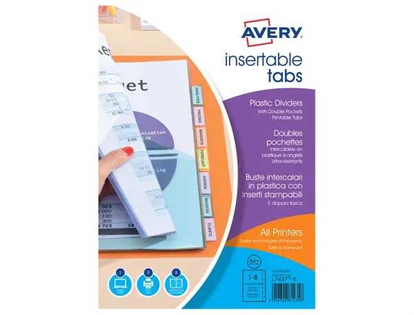 Double pochette intercalaire avery a4+ pp 180 microns 8    touches coloris transparent + onglets bristols imprimables — Non…