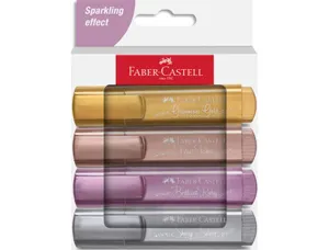 Surligneur faber-castell textliner tl46 metallic       pointe biseautee trait 1/5mm  coloris assortis etui 4 — Non classé