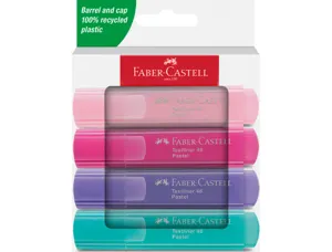 Surligneur faber-castell textliner tl46 pastel pointe  biseautee trait 1/5mm coloris assortis etui 4 unites — Non classé