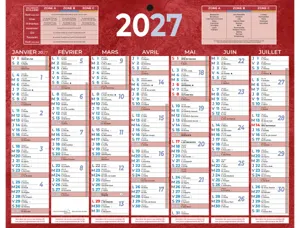 Calendrier classique bouchut 2027 7 mois recto/verso 1     trou 210x265mm coloris rouge — Non classé