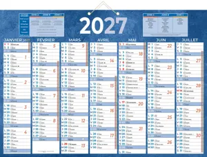 Calendrier classique bouchut 2027 7 mois recto/verso 2     oeillets et 1 cordonnet       385x540mm coloris bleu — Non classé