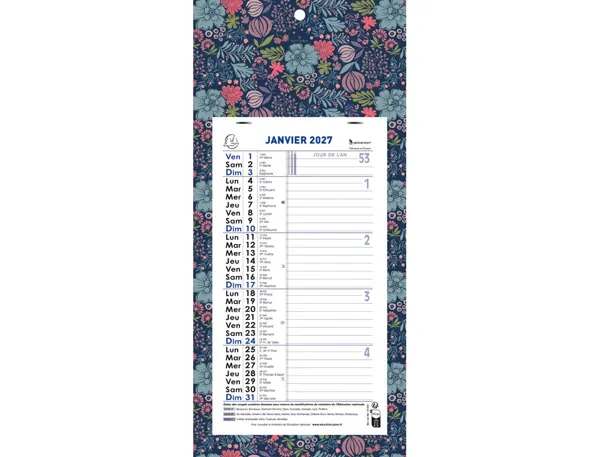 Calendrier exacompta mensuel support mini labo 19x41cm — Non classé
