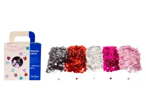 Sequin sodertex plat coeur 6mm coloris assortis pack     3000 unites — Non classé