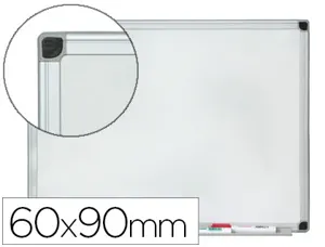 Tableau q-connect magnétique émaillé 800 degrés vitrifié cadre aluminium porte-marqueurs 60x90cm coloris blanc — Non classé