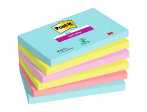 Bloc-notes post-it super sticky couleur carnival 76x127mm   90f ahesif renforce bleu vert rose 6 blocs  655655 — Non classé