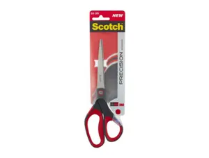 Ciseaux scotch précision 200mm lames acier inoxydable anneaux matière antidérapante bicolore rouge/gris garantie à vie —…