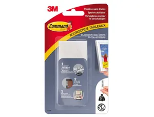 Languette 3m command adhésive large accroche tableau 94x20mm supporte 7.2kg coloris blanc blister 8 unités — Non classé