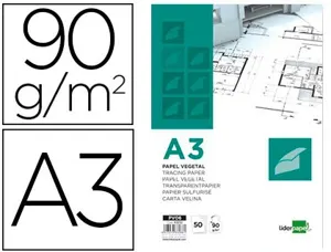 Bloc papier calque liderpapel encollé a3 297x420mm 50 feuilles 90g/m2 — Non classé