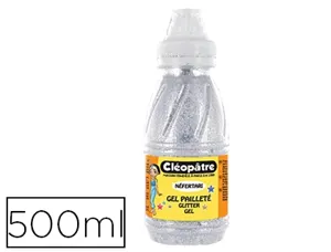 Gel pailleté cléopâtre coloris argent flacon 500ml — Non classé