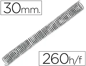 Spirale q-connect métallique relieur pas 5:1 260f calibre 1.2mm diamètre 30mm coloris noir boîte 50 unités — Non classé
