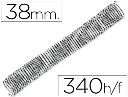 Spirale q-connect métallique relieur pas 5:1 340f calibre 1.2mm diamètre 38mm coloris noir boîte 25 unités — Non classé