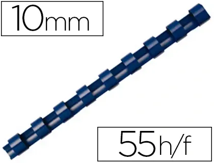 Anneau plastique à relier fellowes dos rond capacité 55f 10mm diamètre 300mm longueur coloris bleu boîte 100 unités — Non…