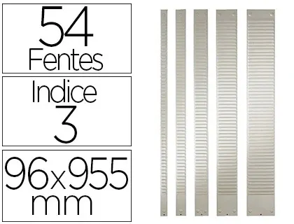 Bande planning nobo métal fiche indice 3 54 fentes adaptée carte t capacité 54 cartes format 955x96mm coloris gris — Non…