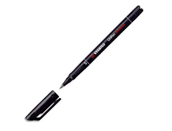 Stylo-feutre stabilo ohp pen permanent pointe extra fine 0.4mm encre indélébile multi-supports agrafe coloris noir — Non…