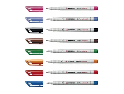 Stylo-feutre stabilo ohp pen soluble pointe fine 0.7mm multi-supports effaçable grip ergonomique coloris bleu — Non classé