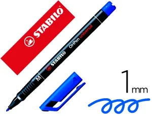 Stylo-feutre stabilo ohp pen permanent pointe moyenne 1mm encre indélébile multi-supports agrafe coloris bleu — Non classé