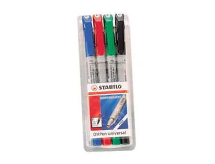 Stylo-feutre stabilo ohp pen permanent pointe moyenne 1mm encre indélébile multi-supports agrafe coloris rouge — Non classé
