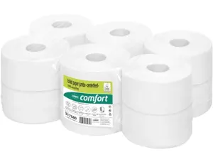Papier hygiénique jumbo 180m center feed ouate blanche recyclée écolabel 2 plis rouleau 720 feuilles paquet 12 rouleaux —…