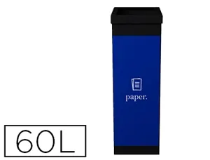 Corbeille paperflow tri sélectif papier 60l polystyrène choc haute résistance robuste coloris noir/bleu — Non classé