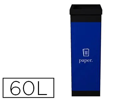 Corbeille paperflow tri sélectif papier 60l polystyrène choc haute résistance robuste coloris noir/bleu — Non classé