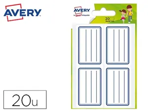 Étiquette scolaire avery lignes bleues adhésif permanent 36x56mm sachet 20 unités — Non classé