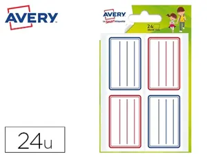 Étiquette scolaire avery lignes bleues et rouges adhésif permanent 36x56mm sachet 24 unités — Non classé