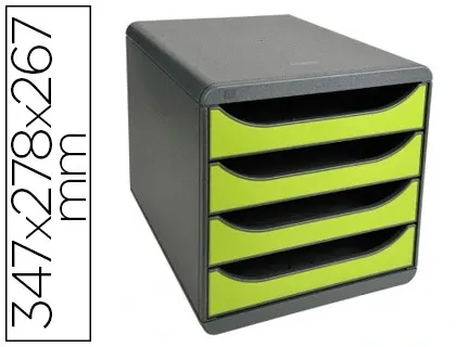 EXACOMPTA Module de classement BIG-BOX, 4 tiroirs, vert anis — Aménagement d'espace