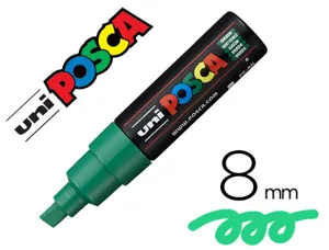 Marqueur posca pc8k base eau pointe biseautee large 8mm    sans odeurs/alcool/solvant    tout supports coloris vert — Non…