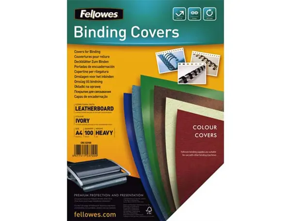 Couverture fellowes grain cuir 250g format a4 coloris ivoire paquet 100 unités — Non classé
