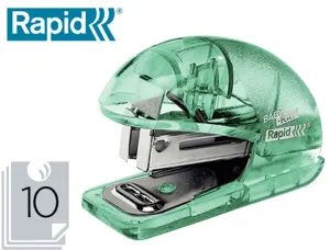 Agrafeuse mini rapid colour'ice 125x93x33mm 10 feuilles agrafes 24/6 coloris vert — Non classé
