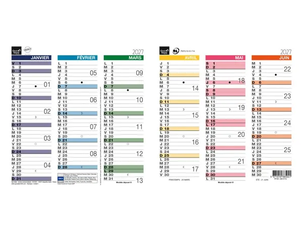 Calendrier quo vadis origami 13 12mois janvier décembre    260x130mm cartonné arc en     ciel — Non classé