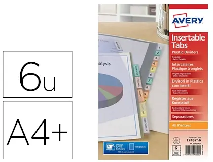 Intercalaire avery polypropylène 6 touches a4 onglets bristol personnalisables et imprimables — Non classé