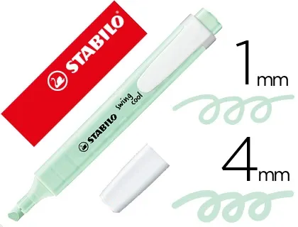 Surligneur stabilo swing cool pastel modèle de poche avec agrafe tracé 1/4mm coloris menthe a l'eau — Non classé