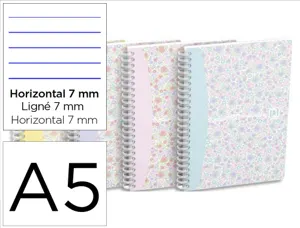 Cahier oxford floral couverture 360 degrés finition soft touch a5 120 pages 90g ligné 7mm marge — Non classé