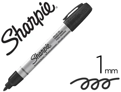 Marqueur sharpie permanent pointe ogive fine tracé 1mm corps métal coloris noir — Non classé