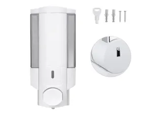 Distributeur savon q-connect manuel acier inoxydable serrure viseur bleu transparent coloris blanc 350ml 80x90x190mm — Non…