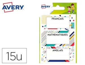 Étiquette avery matières scolaires graphiques 76x34mm boîte 15 unités — Non classé
