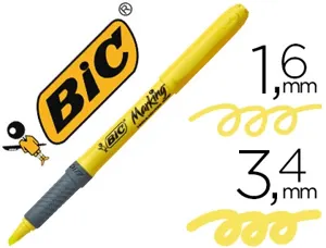 Surligneur bic grip caoutchouc pointe biseautée coloris jaune — Non classé