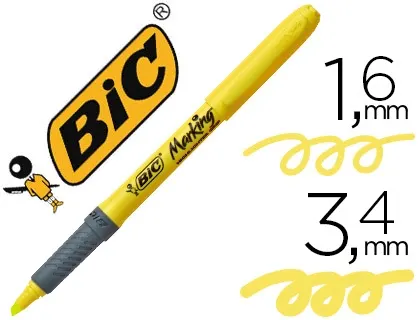 Surligneur bic grip caoutchouc pointe biseautée coloris jaune — Non classé