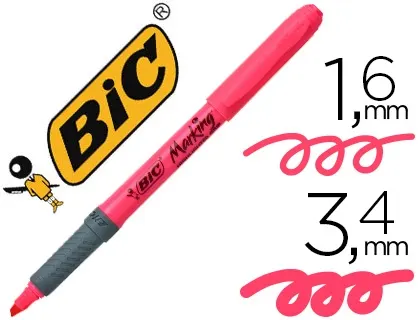 Surligneur bic grip caoutchouc pointe biseautée coloris rose — Non classé