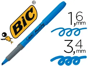 Surligneur bic grip caoutchouc pointe biseautée coloris bleu — Non classé